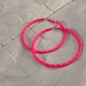 Neon Pink Hoop Earrings